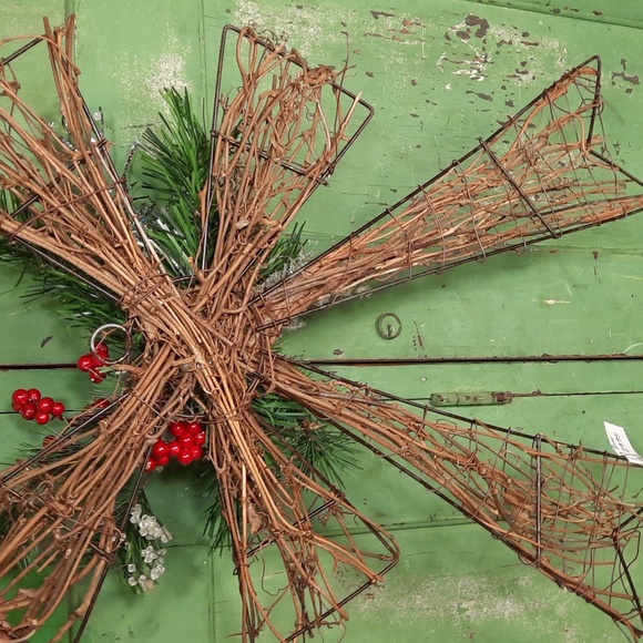 Bow Decoration Holiday Christmas Pine Berry Iced Twigs Indoor Outdoor New - Picture 3 of 3